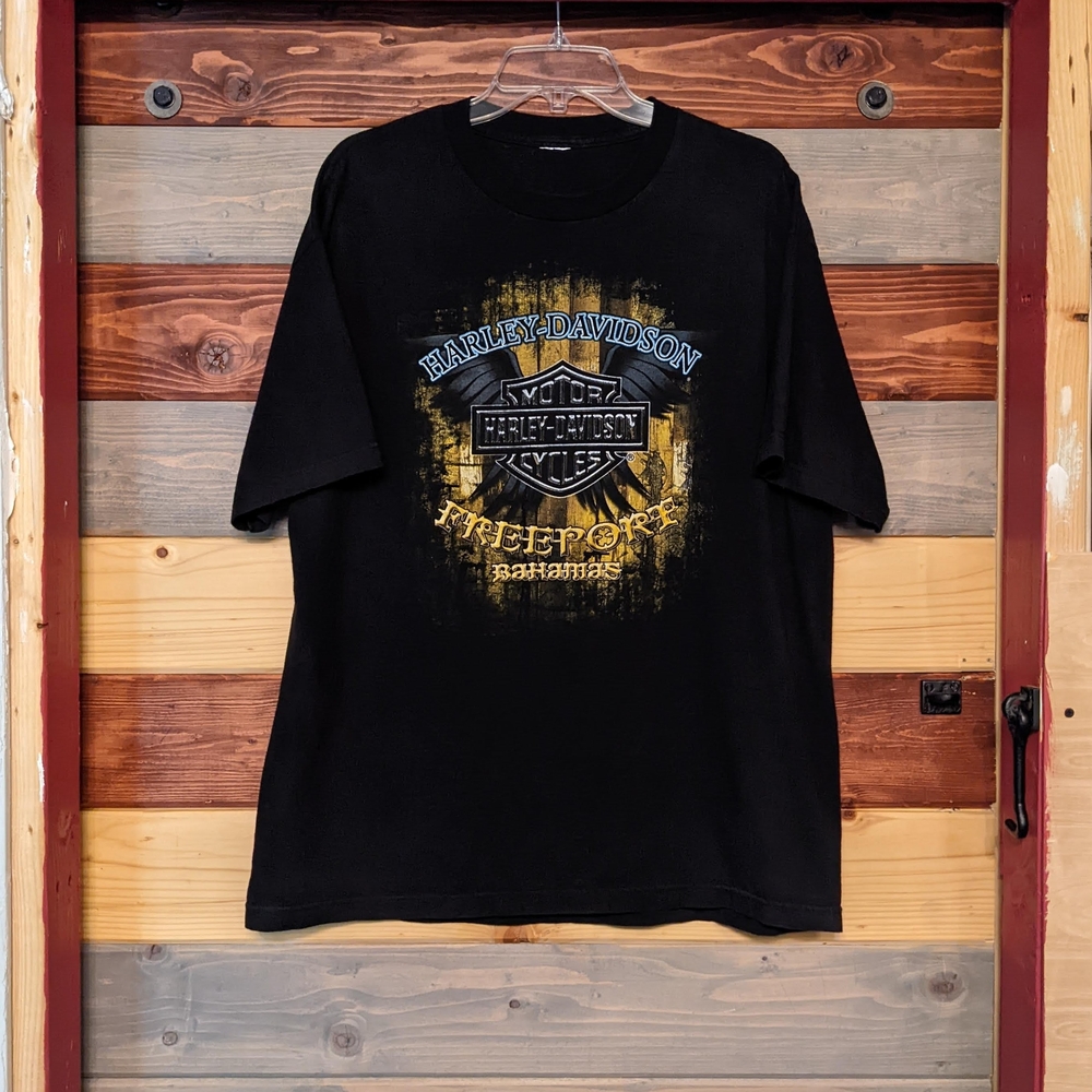 Harley-Davidson Black and Gold Short Sleeved Graphic Tee